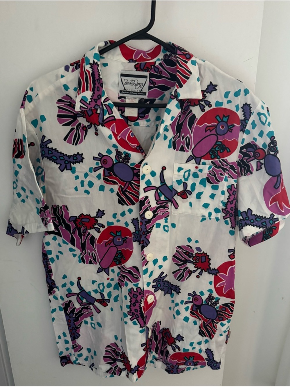 VTG The Beach Boys 💯 cotton Hawaiian Button tropical bird shirt street retro M